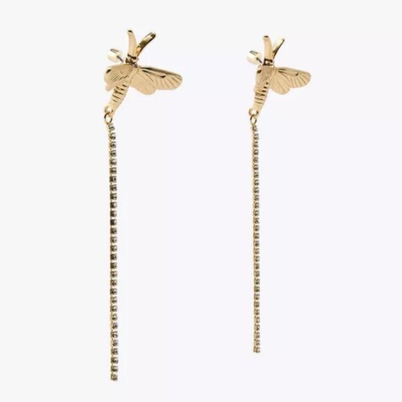 New ZARA Jeweled Dragonfly Dangle Earrings - Picture 4 of 11